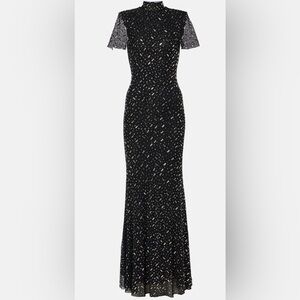 Self-Portrait Embellished mesh maxi dress